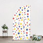 Lofaris Colorful Pet Paw Print Happy Birthday Half Moon Arch Backdrop